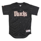 MAJESTIC Mens Black Dbacks Heritage Button Jersey S Short Sleeve V-Neck Baseball