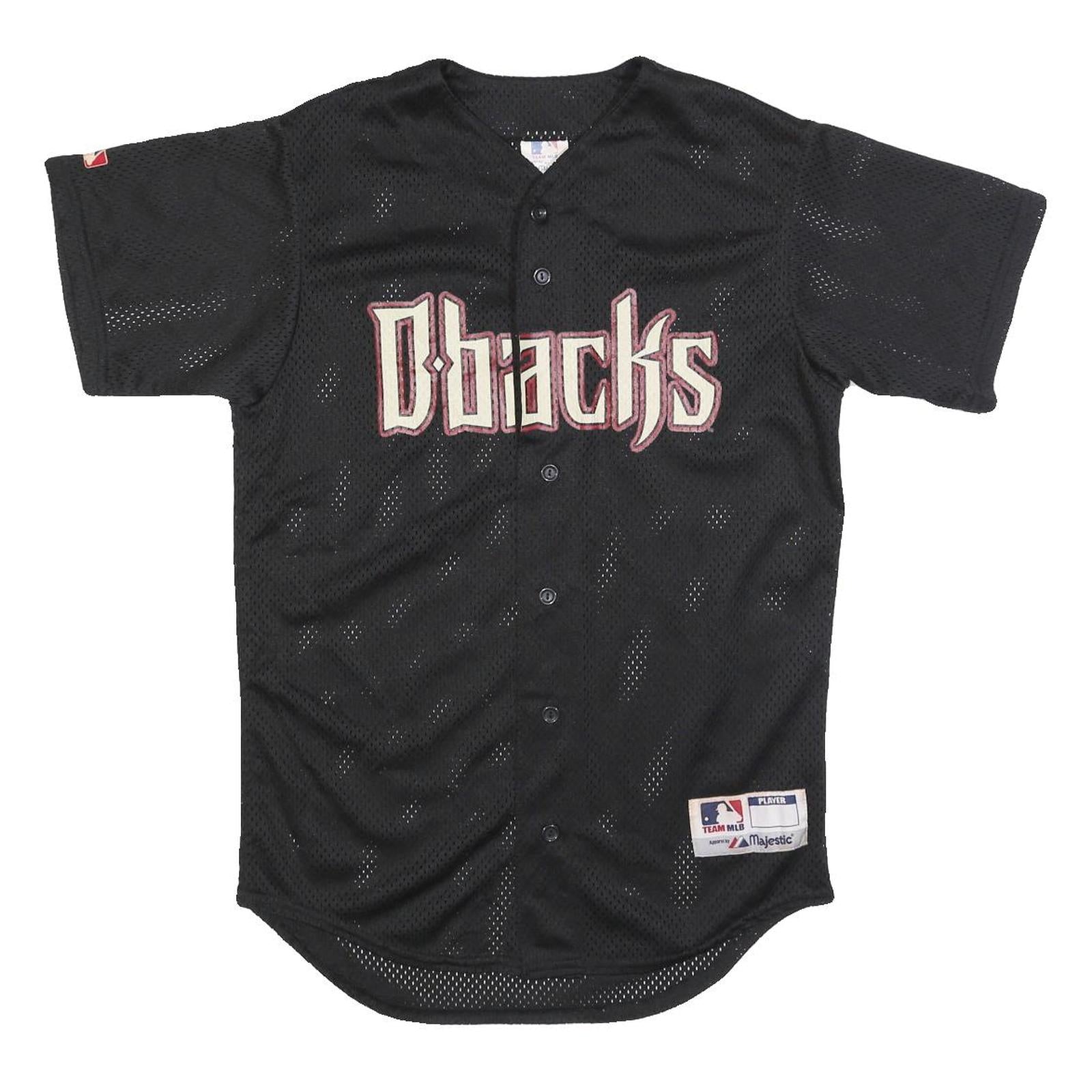 MAJESTIC Mens Black Dbacks Heritage Button Jersey S Short Sleeve V-Neck Baseball