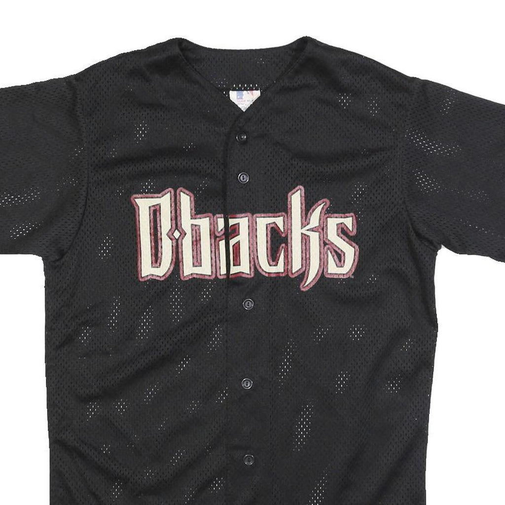 MAJESTIC Mens Black Dbacks Heritage Button Jersey S Short Sleeve V-Neck Baseball