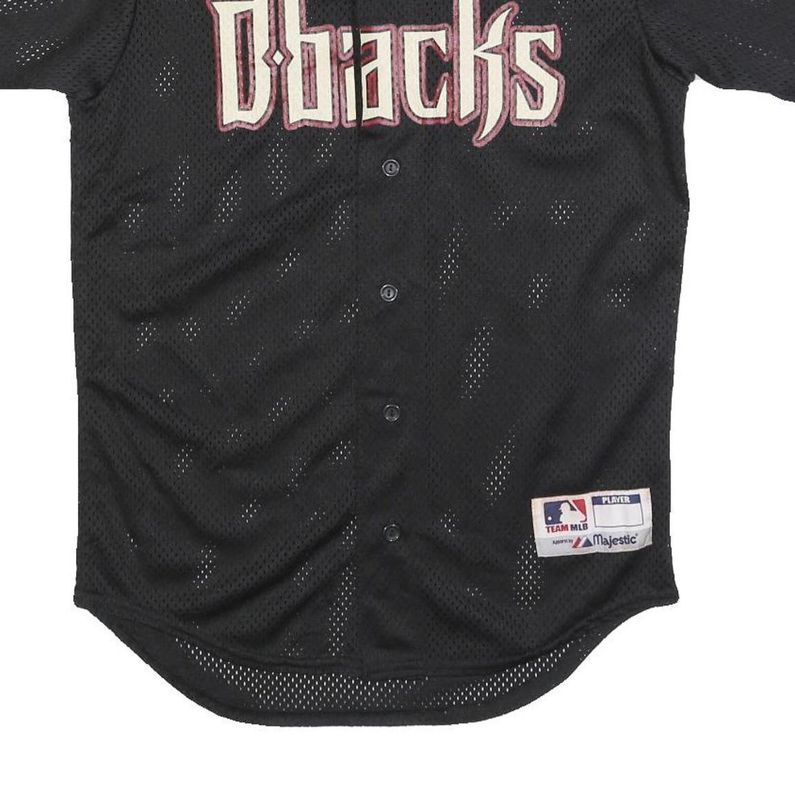 MAJESTIC Mens Black Dbacks Heritage Button Jersey S Short Sleeve V-Neck Baseball