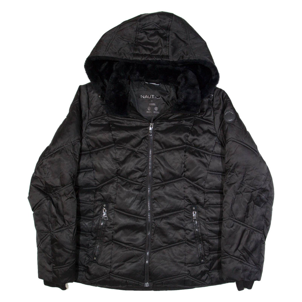 NAUTICA Insulated Womens Puffer Coat Black Hooded L