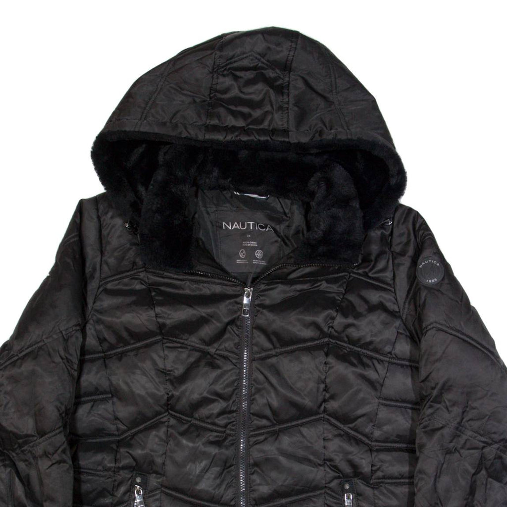 NAUTICA Insulated Womens Puffer Coat Black Hooded L