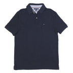 TOMMY HILFIGER Mens Blue Polo Shirt L Cotton Blend Short Sleeve Basic Casual