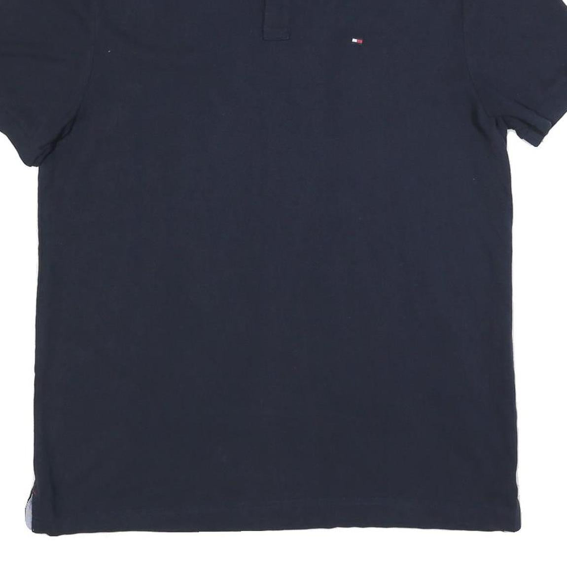 TOMMY HILFIGER Mens Blue Polo Shirt L Cotton Blend Short Sleeve Basic Casual