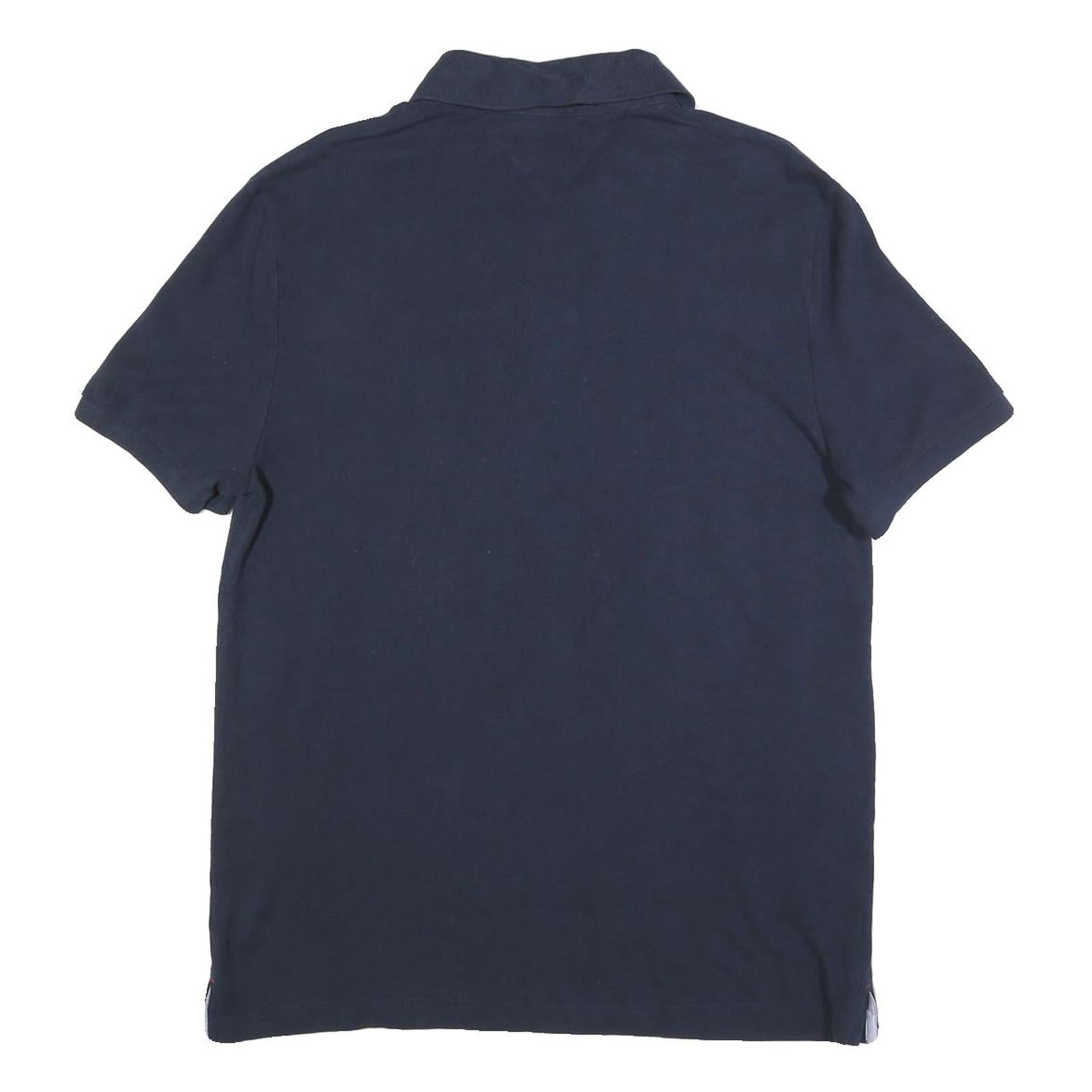 TOMMY HILFIGER Mens Blue Polo Shirt L Cotton Blend Short Sleeve Basic Casual