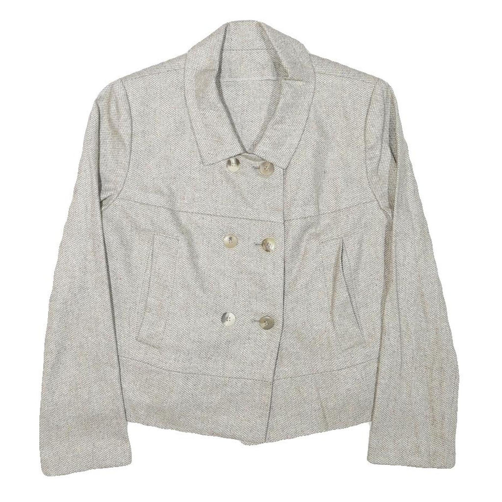 Womens Cream Button Jacket S Polyester Blend Plain Light Casual