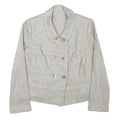 Womens Cream Button Jacket S Polyester Blend Plain Light Casual