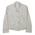Womens Cream Button Jacket S Polyester Blend Plain Light Casual