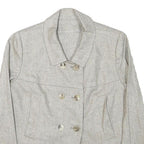 Womens Cream Button Jacket S Polyester Blend Plain Light Casual