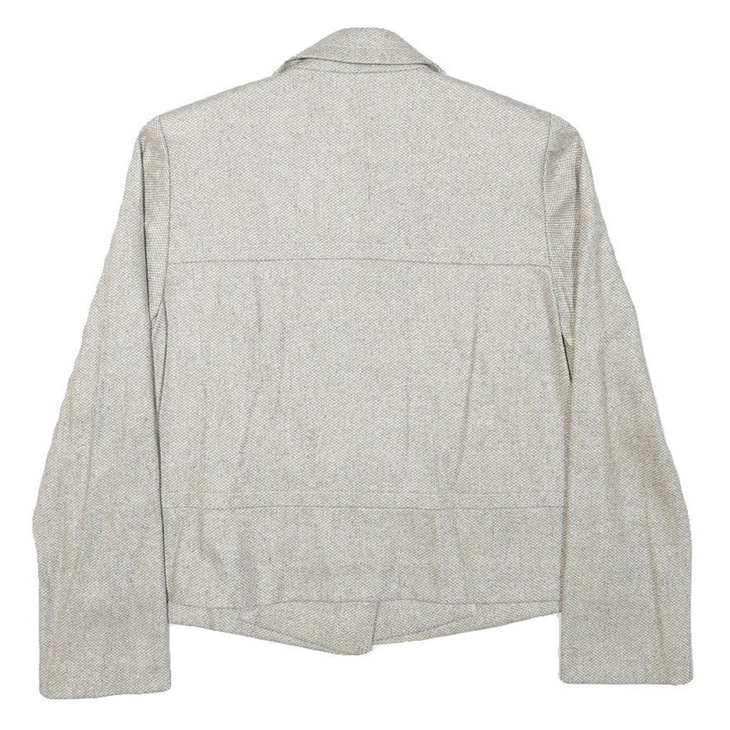 Womens Cream Button Jacket S Polyester Blend Plain Light Casual