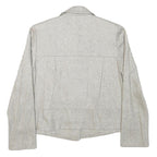 Womens Cream Button Jacket S Polyester Blend Plain Light Casual