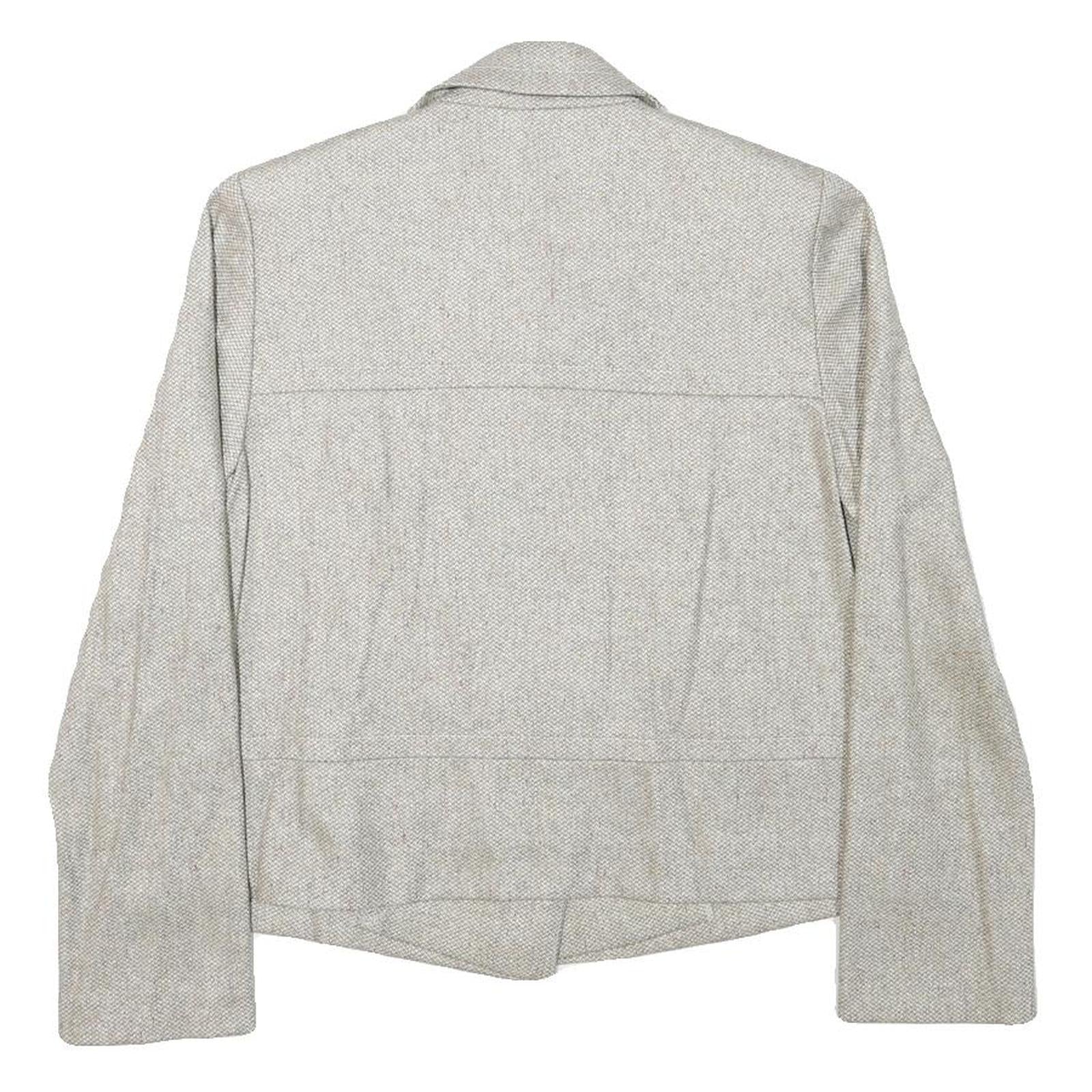 Womens Cream Button Jacket S Polyester Blend Plain Light Casual