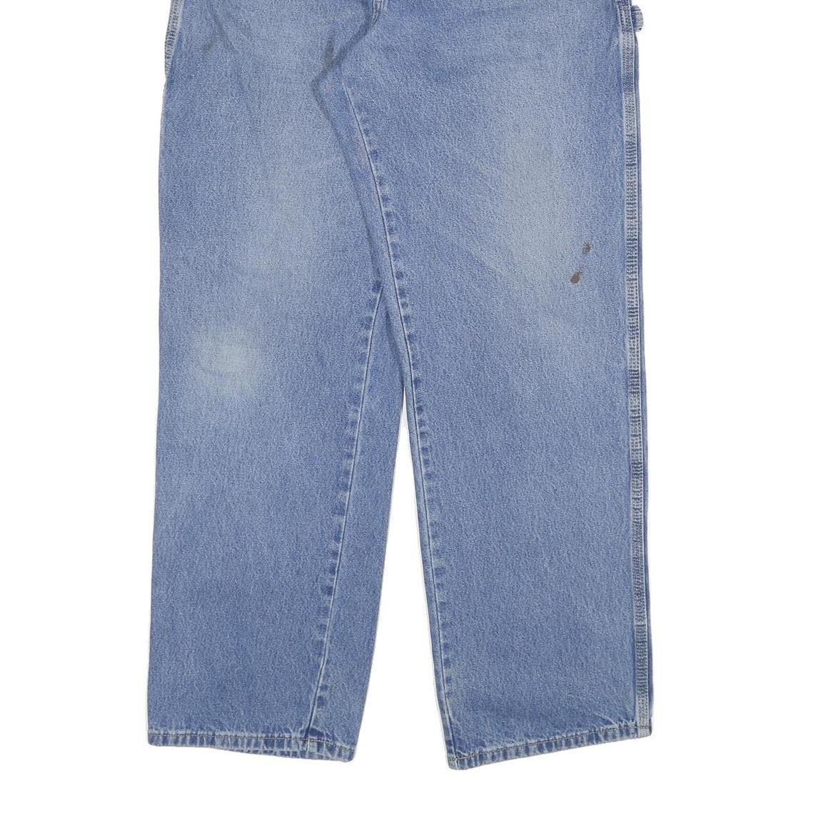 DICKIES Mens Regular Blue Denim Straight Jeans W34 L31 Durable Workwear Zip