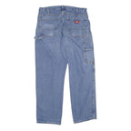 DICKIES Mens Regular Blue Denim Straight Jeans W34 L31 Durable Workwear Zip