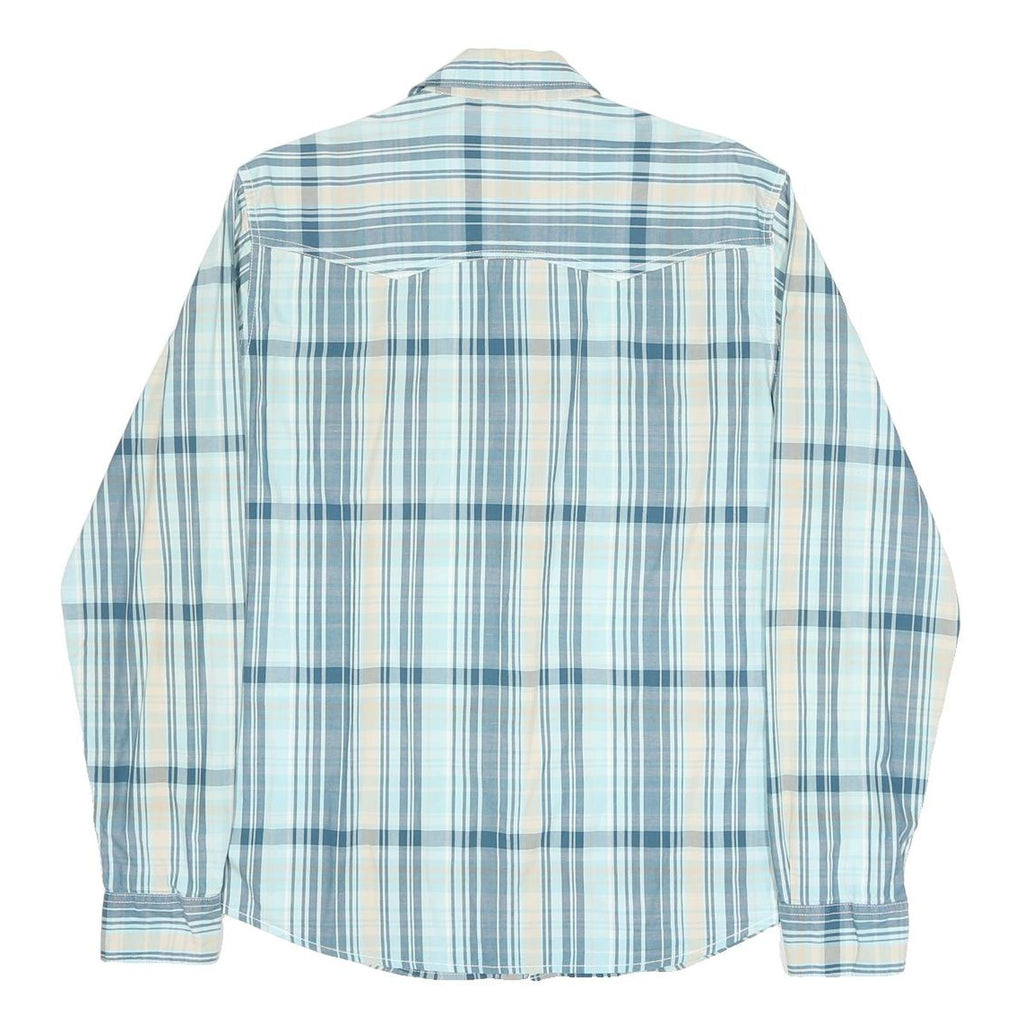 LEVI'S Mens Blue & Cream Check Shirt L Long Sleeve Cotton Casual Western