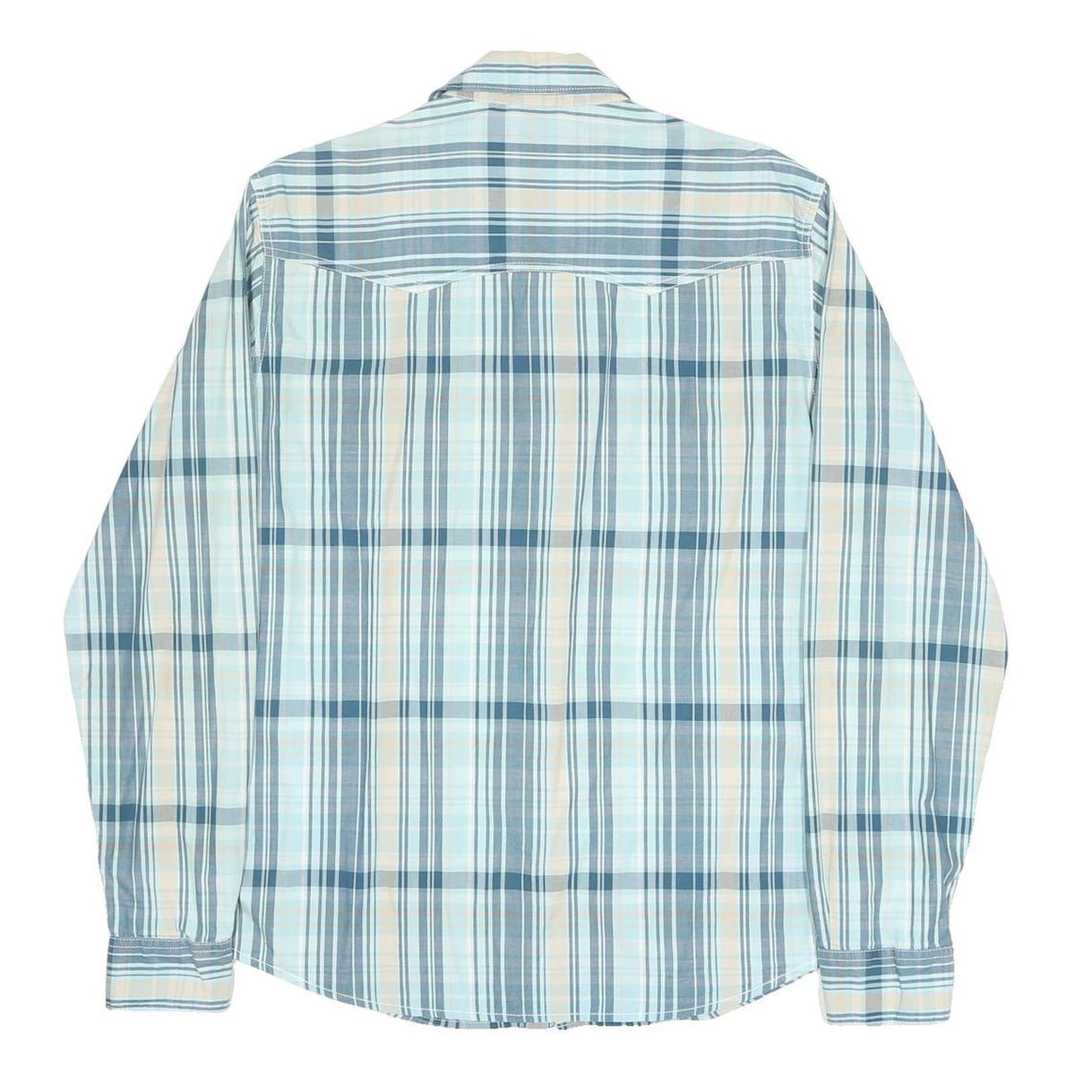 LEVI'S Mens Blue & Cream Check Shirt L Long Sleeve Cotton Casual Western