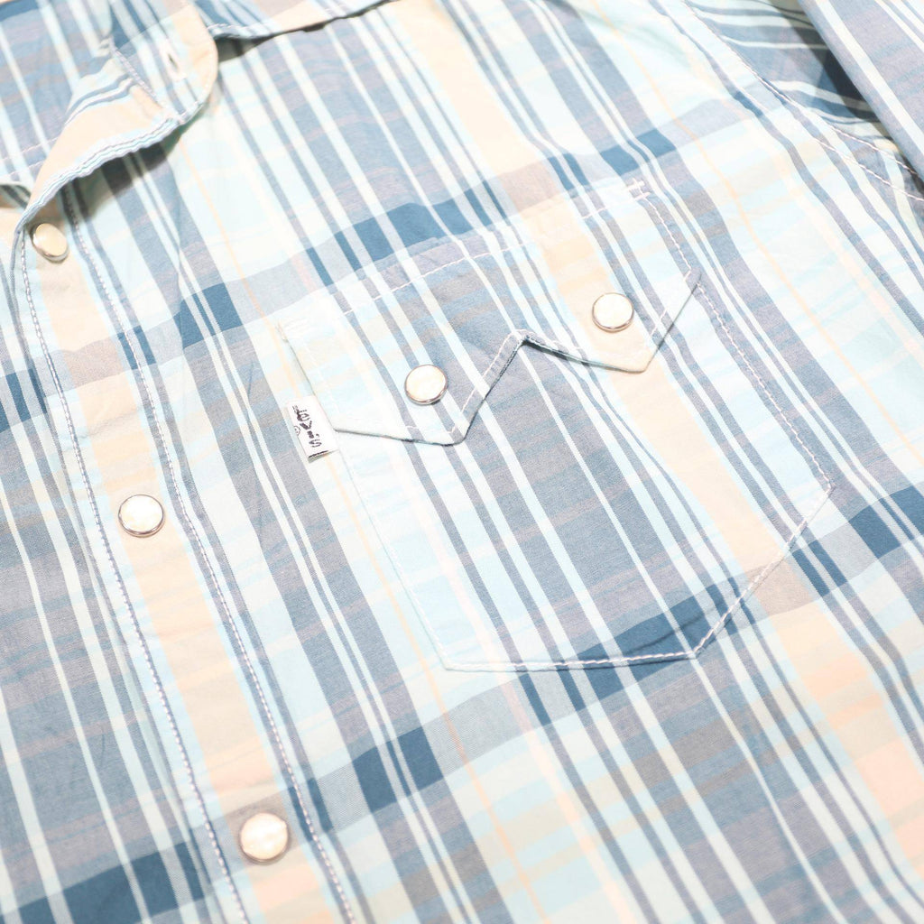 LEVI'S Mens Blue & Cream Check Shirt L Long Sleeve Cotton Casual Western