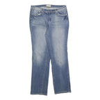 EARL Womens Blue Regular Fit Straight Leg Denim Jeans W32 L30 Embroidered Back