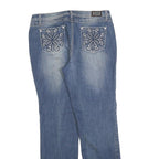 EARL Womens Blue Regular Fit Straight Leg Denim Jeans W32 L30 Embroidered Back