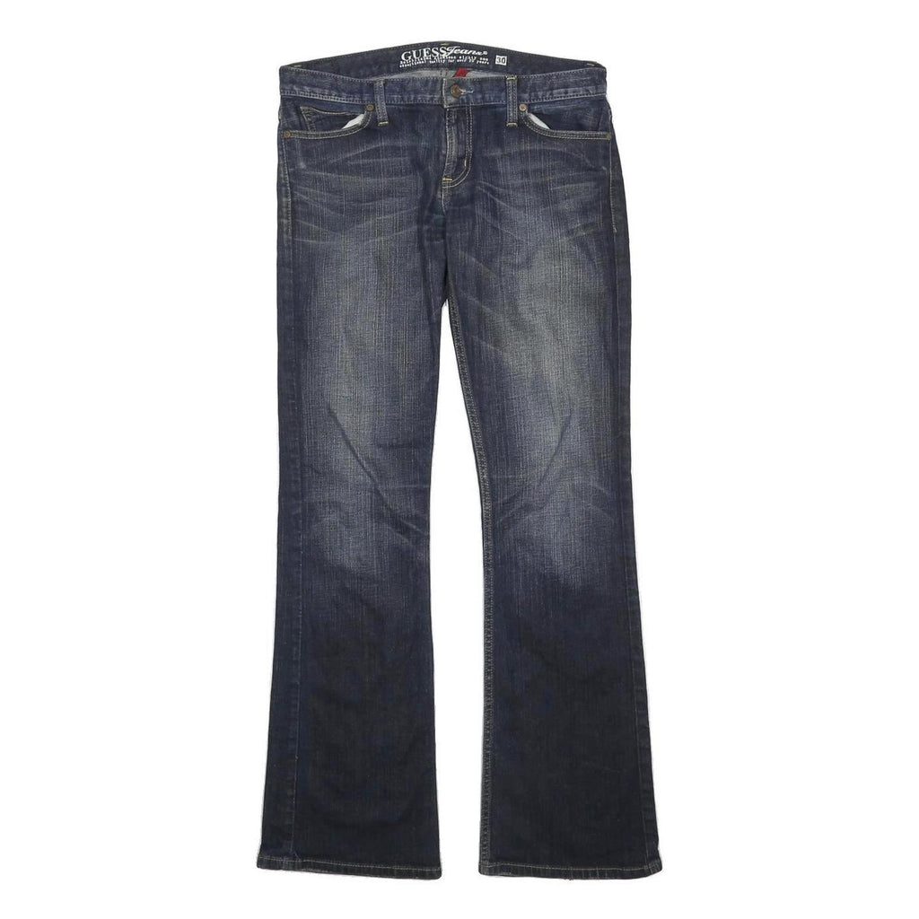 GUESS JEANS Womens Cotton Blend Blue Regular Flared Trousers W32 L40 Denim