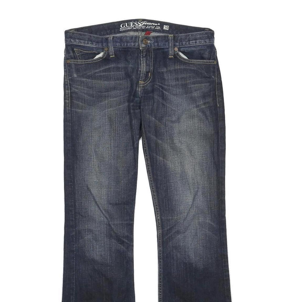 GUESS JEANS Womens Cotton Blend Blue Regular Flared Trousers W32 L40 Denim