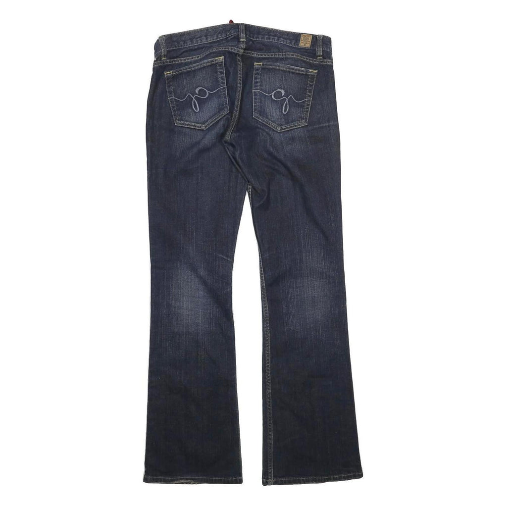 GUESS JEANS Womens Cotton Blend Blue Regular Flared Trousers W32 L40 Denim