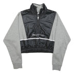 NIKE Womens Grey & Black Sportswear Collar S Crop Sweatshirt Half Zip