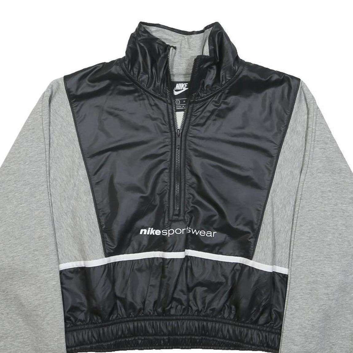 NIKE Womens Grey & Black Sportswear Collar S Crop Sweatshirt Half Zip
