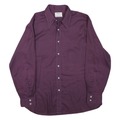 ARROW Mens Purple Plain Shirt L Classic Polyester Long Sleeve Button Collar
