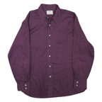 ARROW Mens Purple Plain Shirt L Classic Polyester Long Sleeve Button Collar