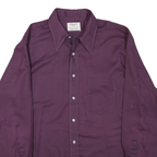 ARROW Mens Purple Plain Shirt L Classic Polyester Long Sleeve Button Collar