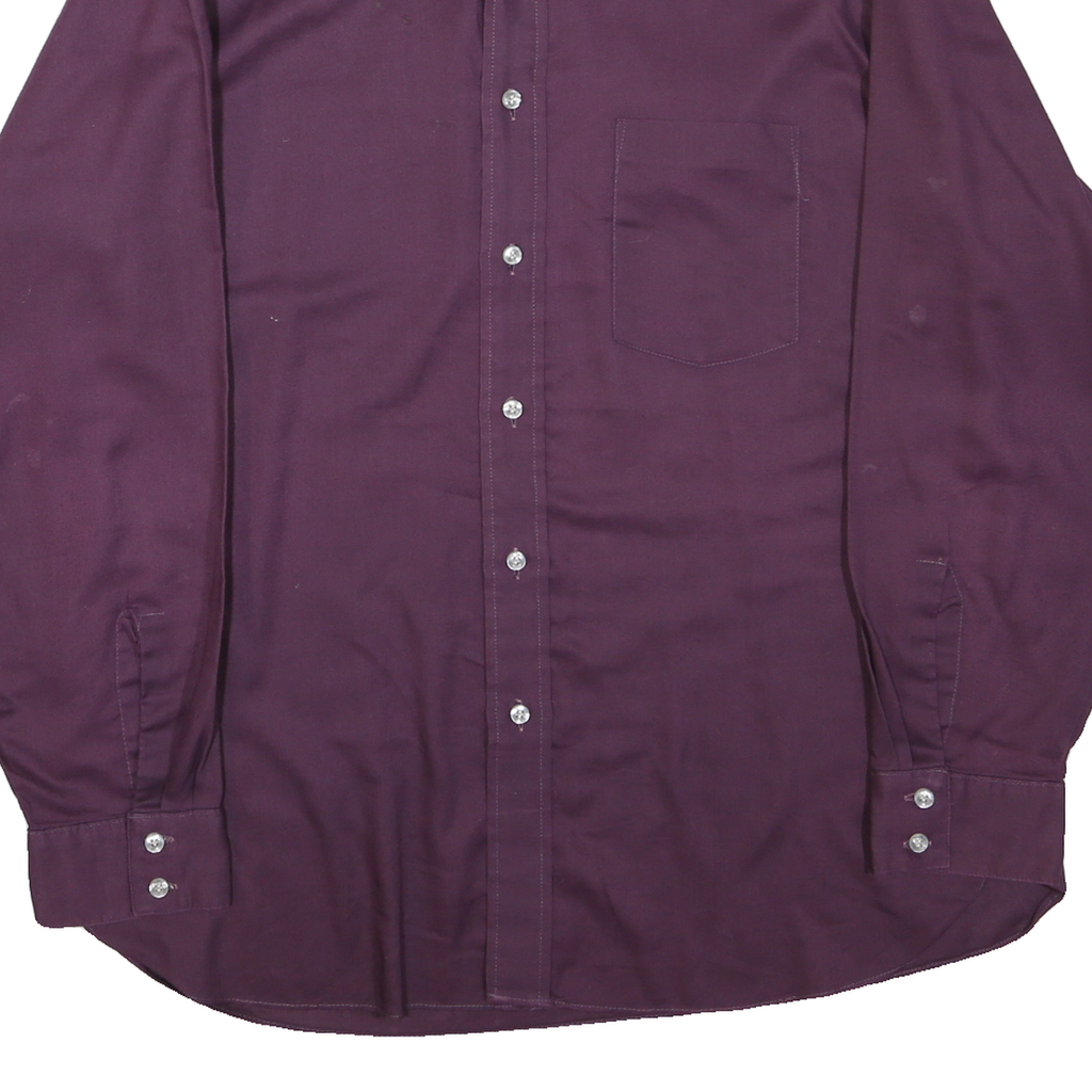 ARROW Mens Purple Plain Shirt L Classic Polyester Long Sleeve Button Collar