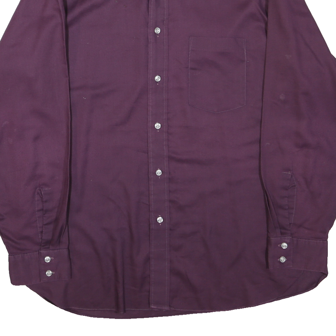 ARROW Mens Purple Plain Shirt L Classic Polyester Long Sleeve Button Collar