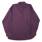 ARROW Mens Purple Plain Shirt L Classic Polyester Long Sleeve Button Collar