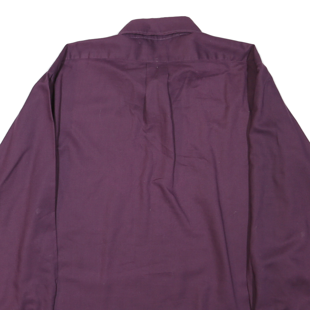 ARROW Mens Purple Plain Shirt L Classic Polyester Long Sleeve Button Collar
