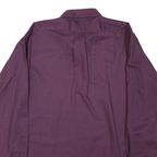 ARROW Mens Purple Plain Shirt L Classic Polyester Long Sleeve Button Collar