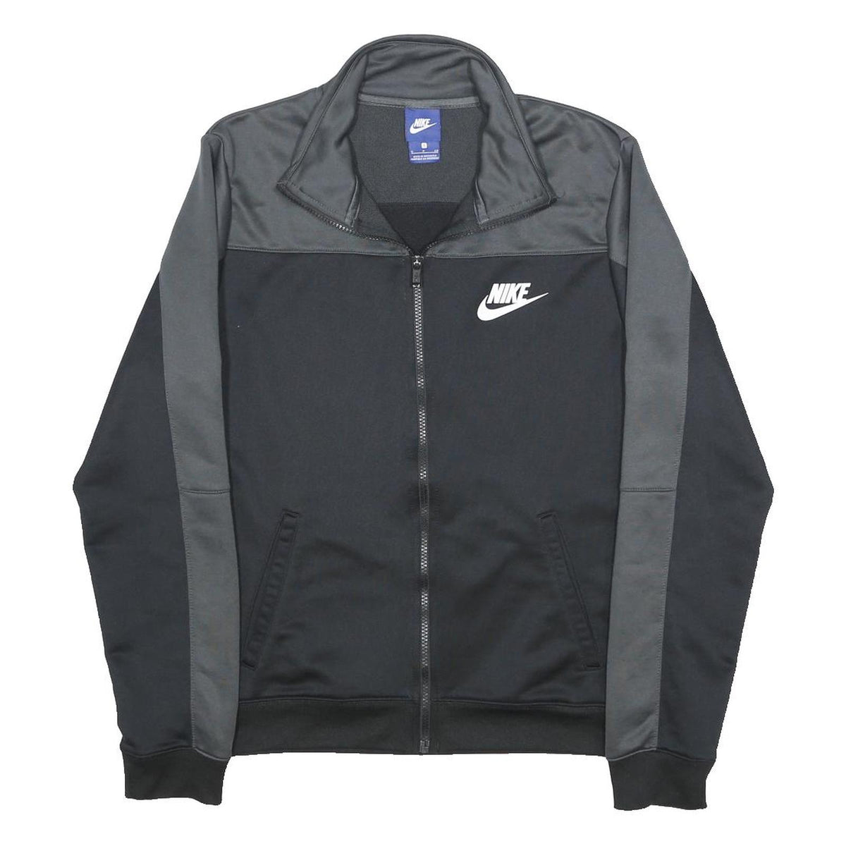 NIKE Mens Black & Dark Grey Sports Zip Jacket S Polyester Track Top
