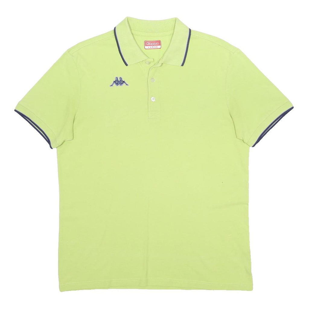 KAPPA Mens Lime Green Short Sleeve Plain L Cotton Polo Shirt Classic Fit