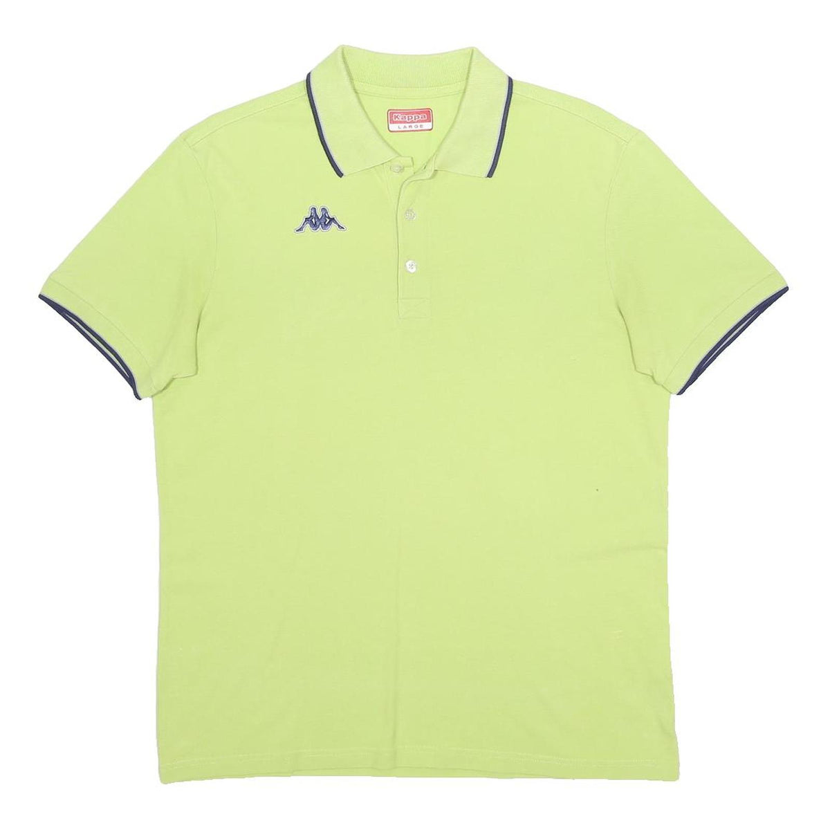 KAPPA Mens Lime Green Short Sleeve Plain L Cotton Polo Shirt Classic Fit