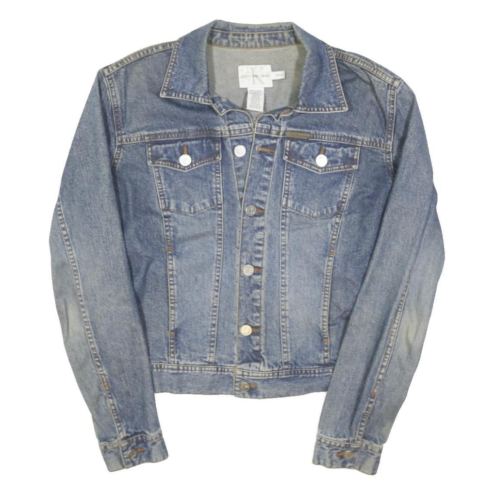 CALVIN KLEIN JEANS Womens Blue Denim Jacket S Cotton Blend Button Classic