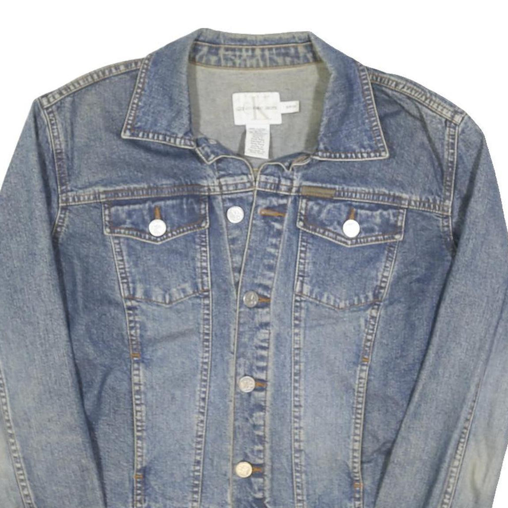CALVIN KLEIN JEANS Womens Blue Denim Jacket S Cotton Blend Button Classic