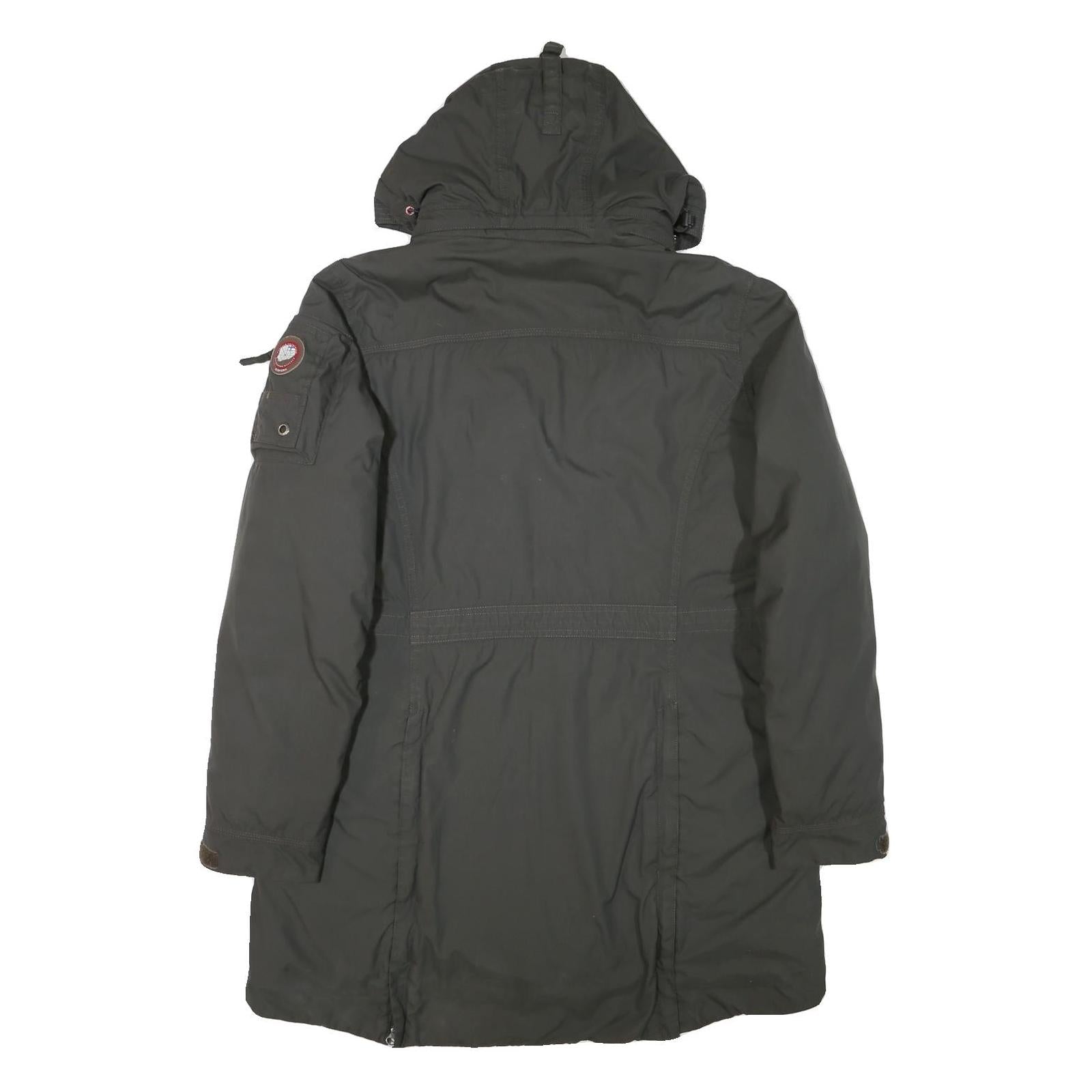 ICEPEAK Womens Green Parka Jacket L Polyester Blend Zip Hooded Pockets Outdoor