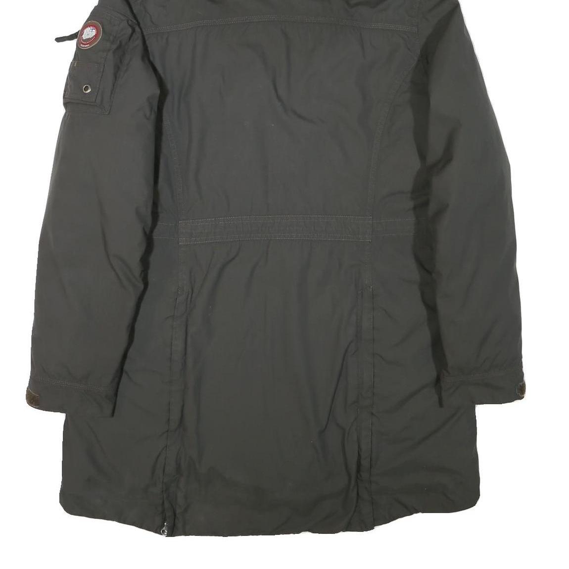 ICEPEAK Womens Green Parka Jacket L Polyester Blend Zip Hooded Pockets Outdoor