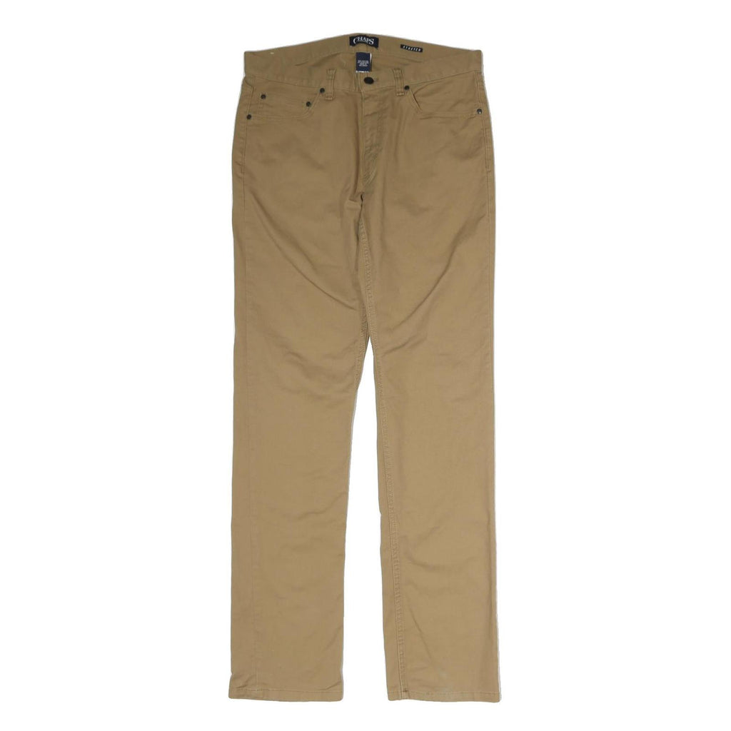 CHAPS Mens Cotton Blend Beige Regular Fit Straight Leg Trousers W32 L33