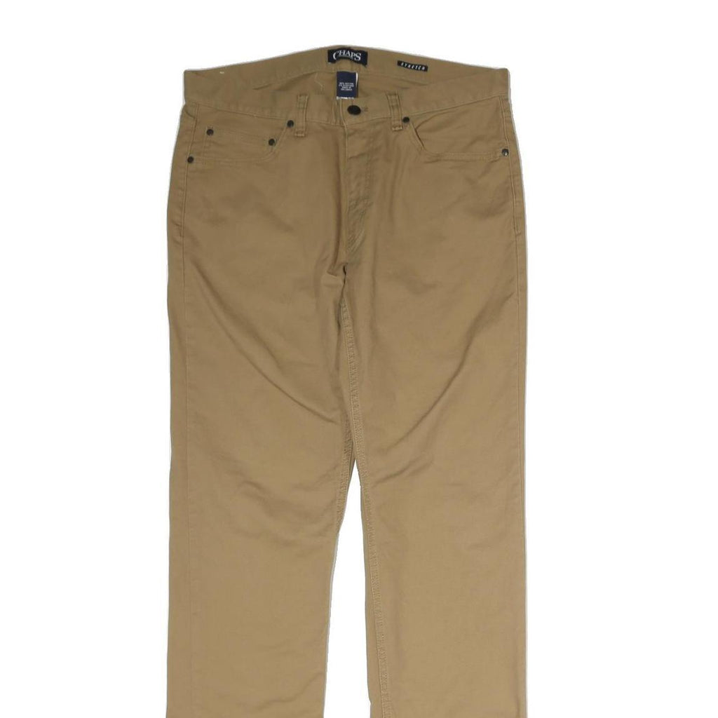 CHAPS Mens Cotton Blend Beige Regular Fit Straight Leg Trousers W32 L33