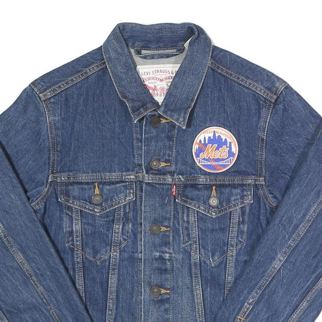 LEVI'S Mens Blue Denim Jacket XS Cotton Button Mets Logo Patch Classic Fit