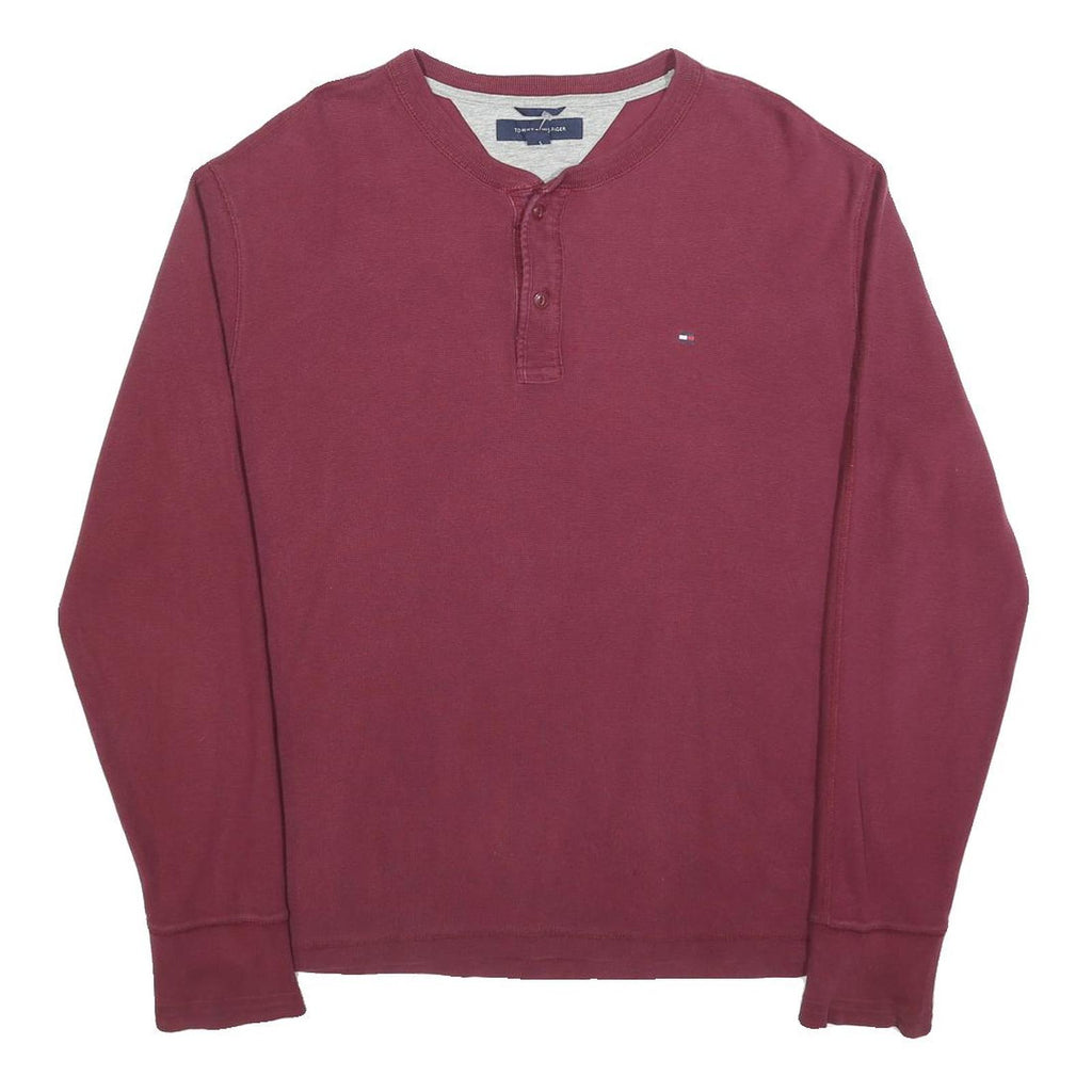 TOMMY HILFIGER Mens Maroon Cotton Crew Neck L Sweatshirt Long Sleeve Pullover