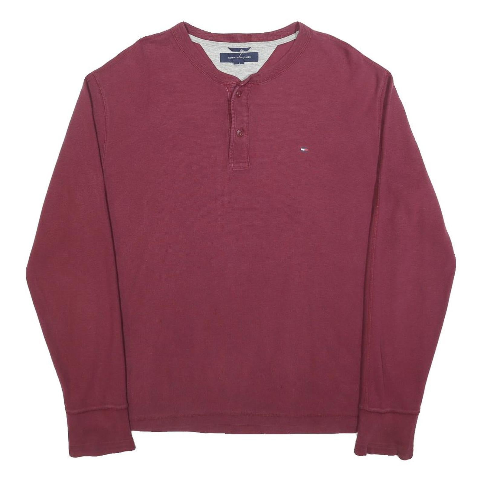 TOMMY HILFIGER Mens Maroon Cotton Crew Neck L Sweatshirt Long Sleeve Pullover