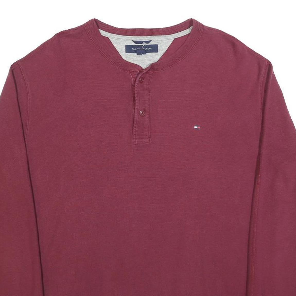 TOMMY HILFIGER Mens Maroon Cotton Crew Neck L Sweatshirt Long Sleeve Pullover