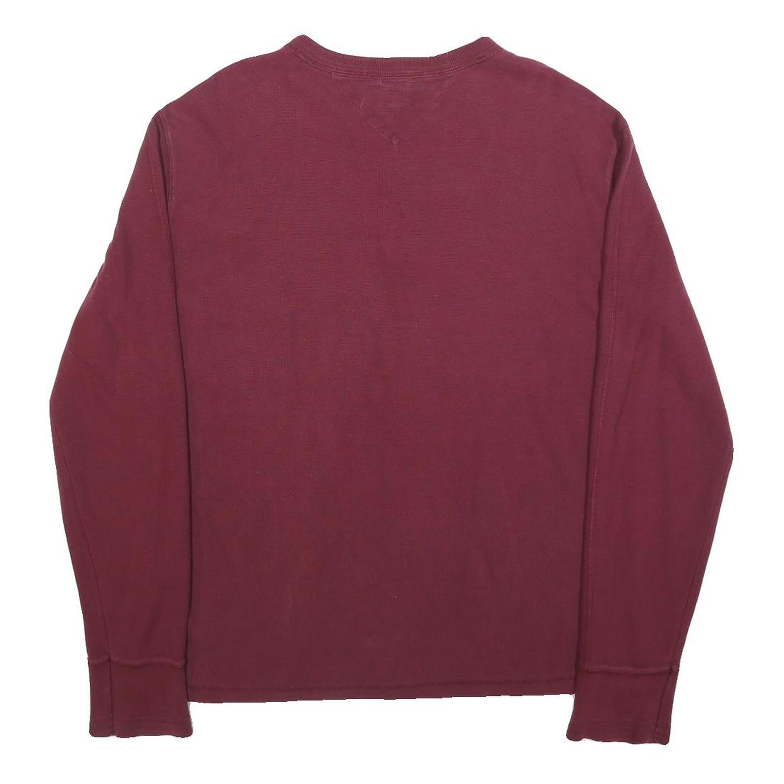 TOMMY HILFIGER Mens Maroon Cotton Crew Neck L Sweatshirt Long Sleeve Pullover